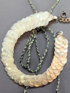 VTG Layered Mother Of Pearl Crochet Bracelet ~ Hand Crafted